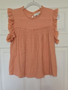 Pinch Peach Ruffle Sleeveless Top Large